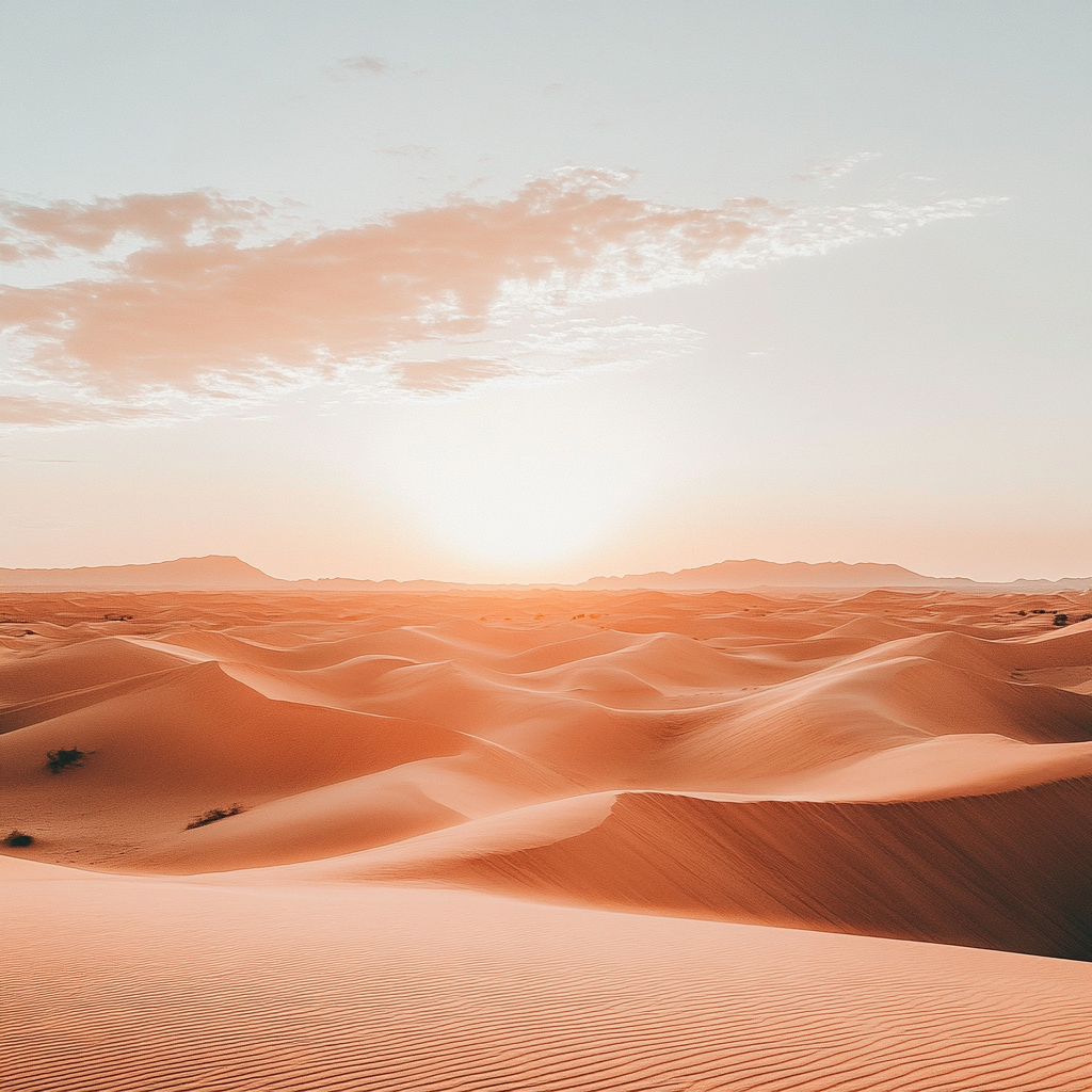 A colorful sunrise in the desert landscape