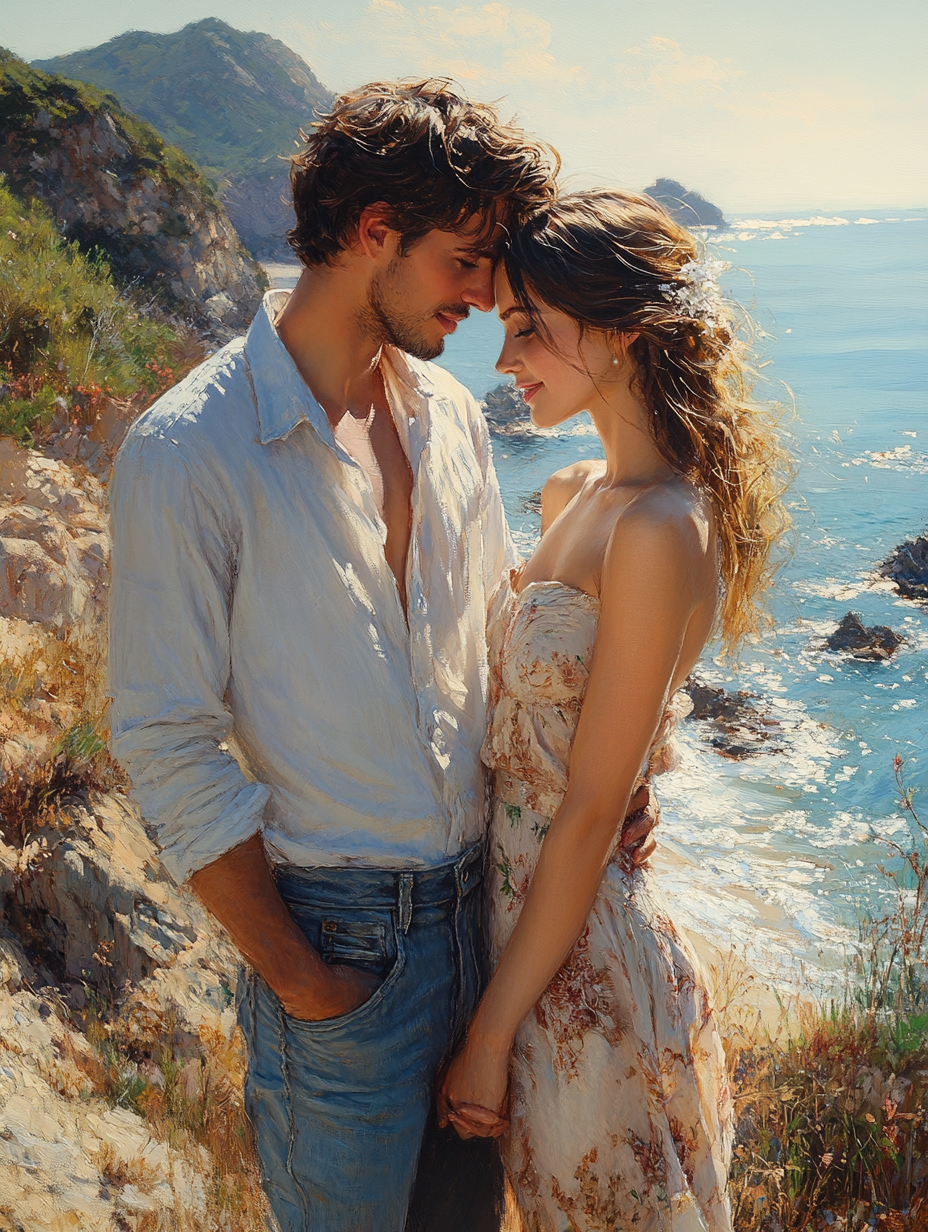 A couple holding hands on peaceful beach