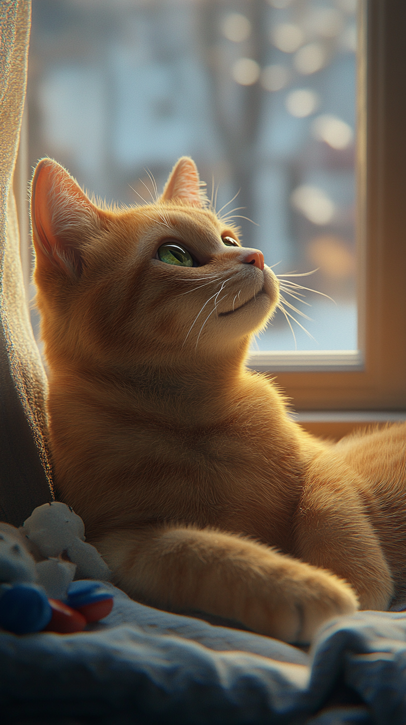 A cozy morning with an orange tabby cat