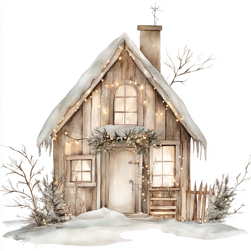 A cozy winter house decorated for Christmas