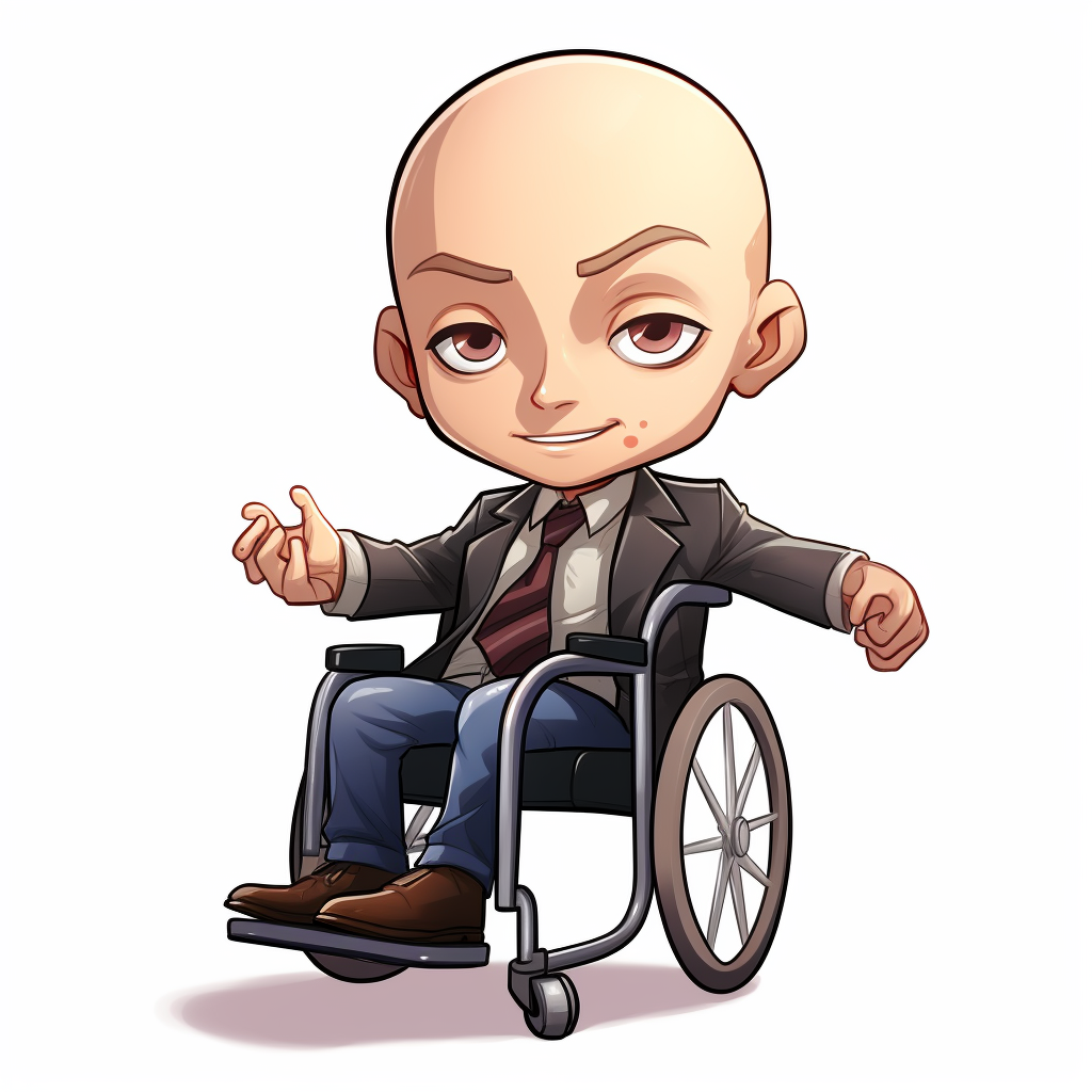 A cute boy from X-men in wheelchair.