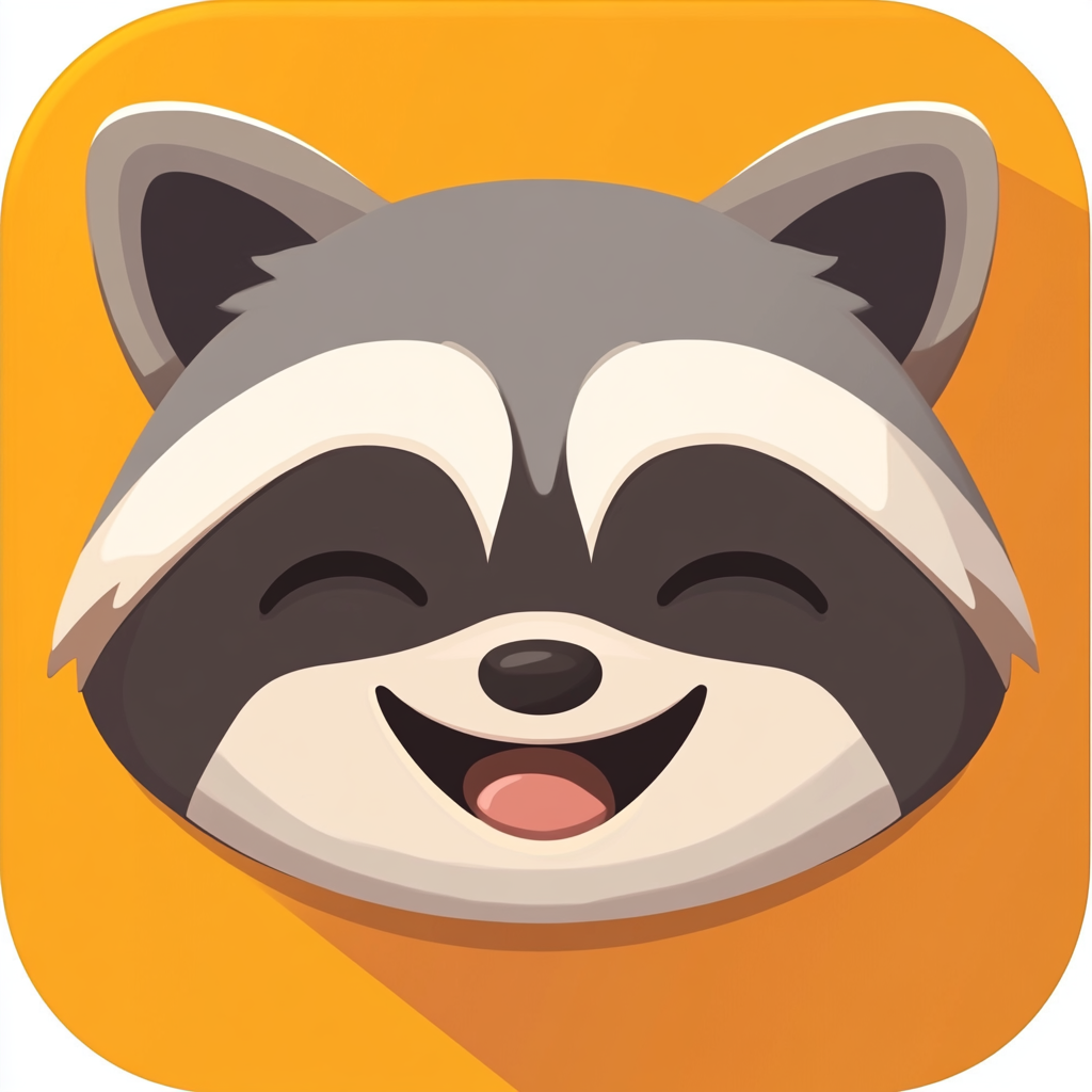 A cute cartoon raccoon winking and smiling