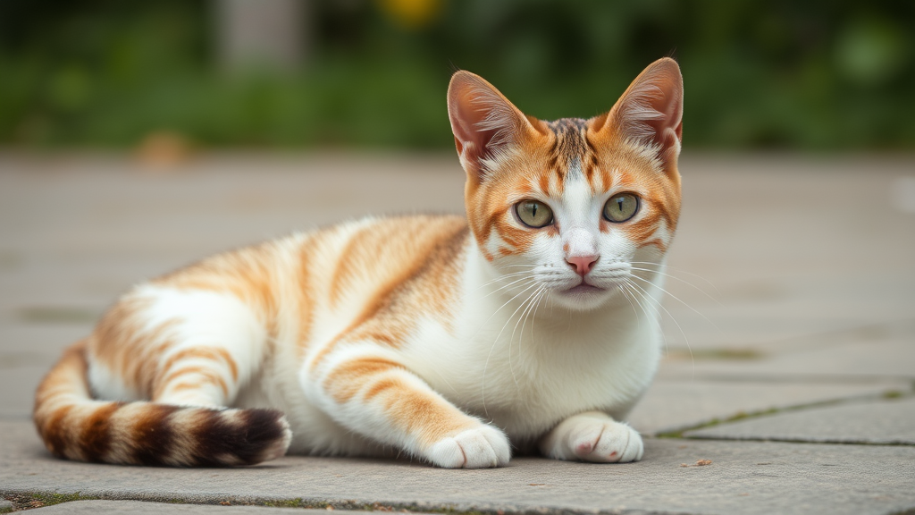 A cute fluffy cat sitting on a mat.