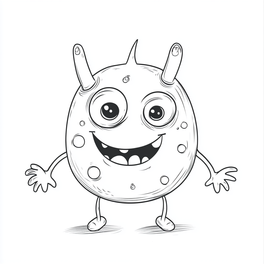 A cute monster coloring page for kids.