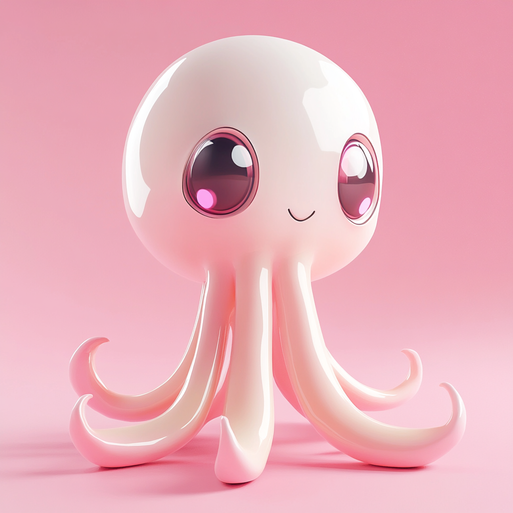 A cute squid cartoon in 3D on white