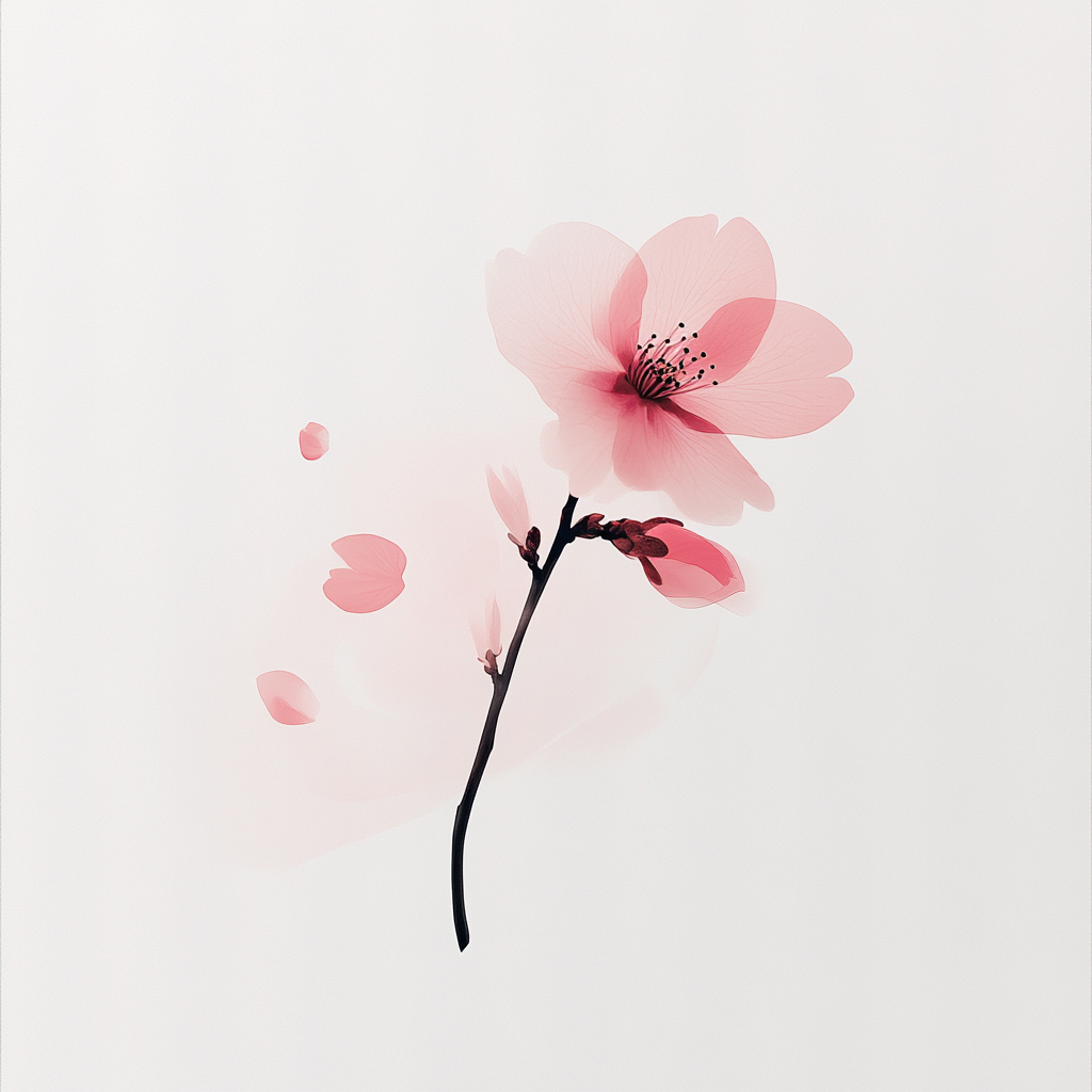 A delicate, modern sakura branch logo for candles.