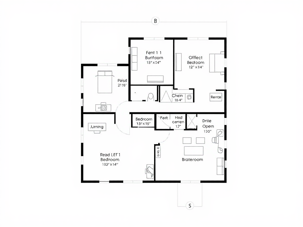 A detailed two-story modern home floor plan.