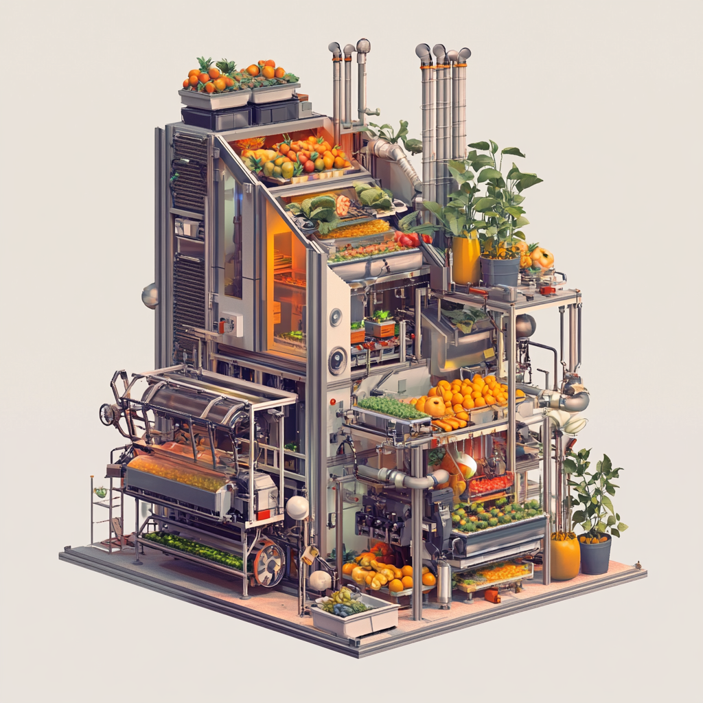 A dollhouse warehouse with vertical farming equipment