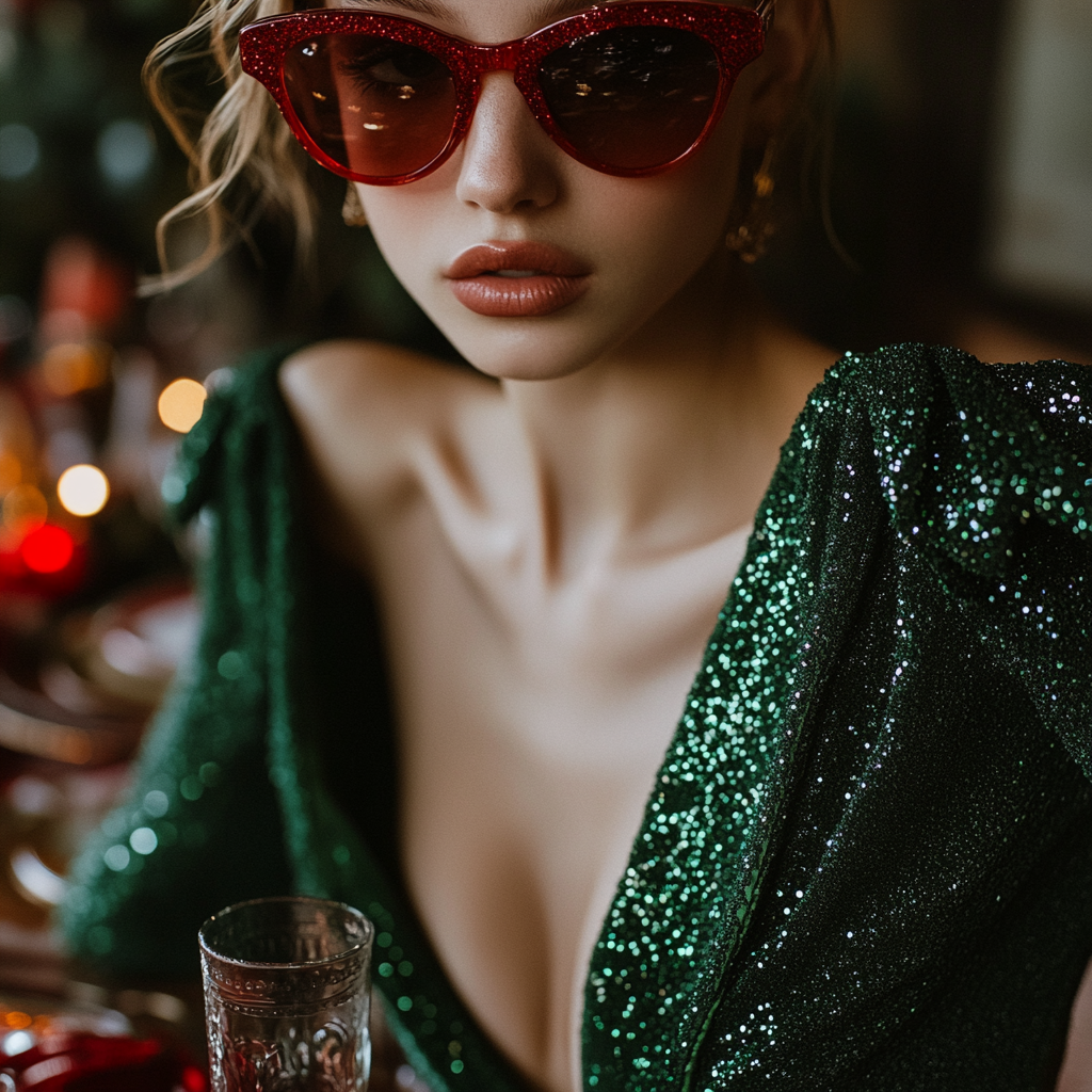 A fancy holiday table with colorful fabrics and accessories.