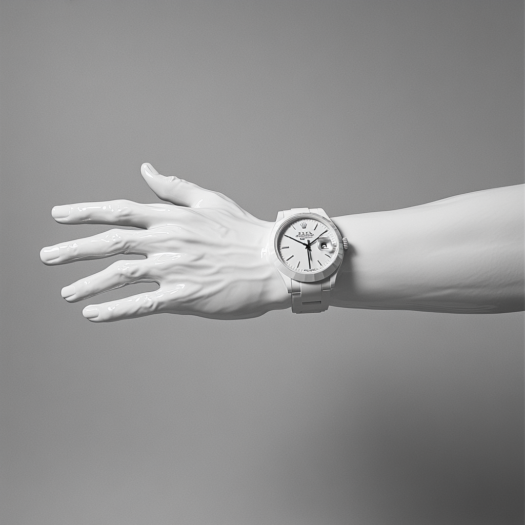 A floating hand with Rolex watch in studio