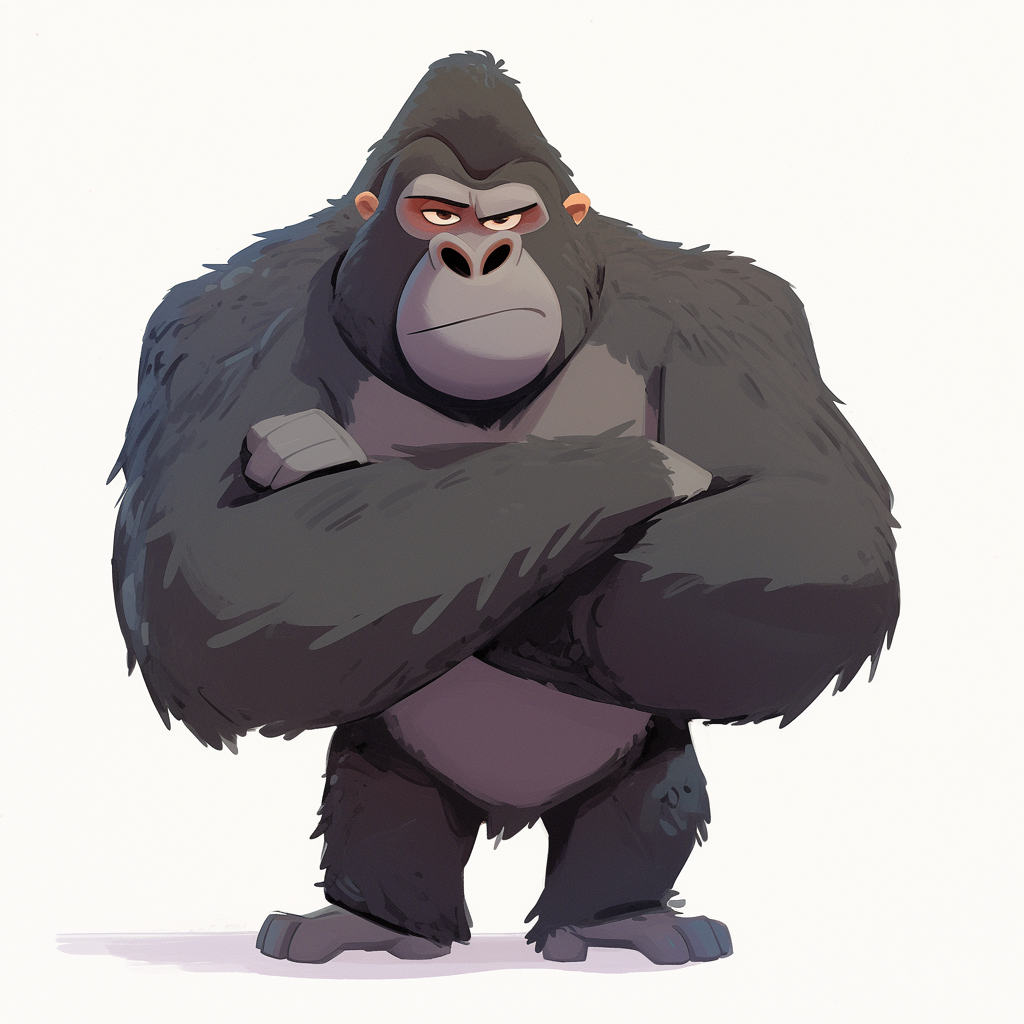 A friendly gorilla in cartoon Zootopia style.