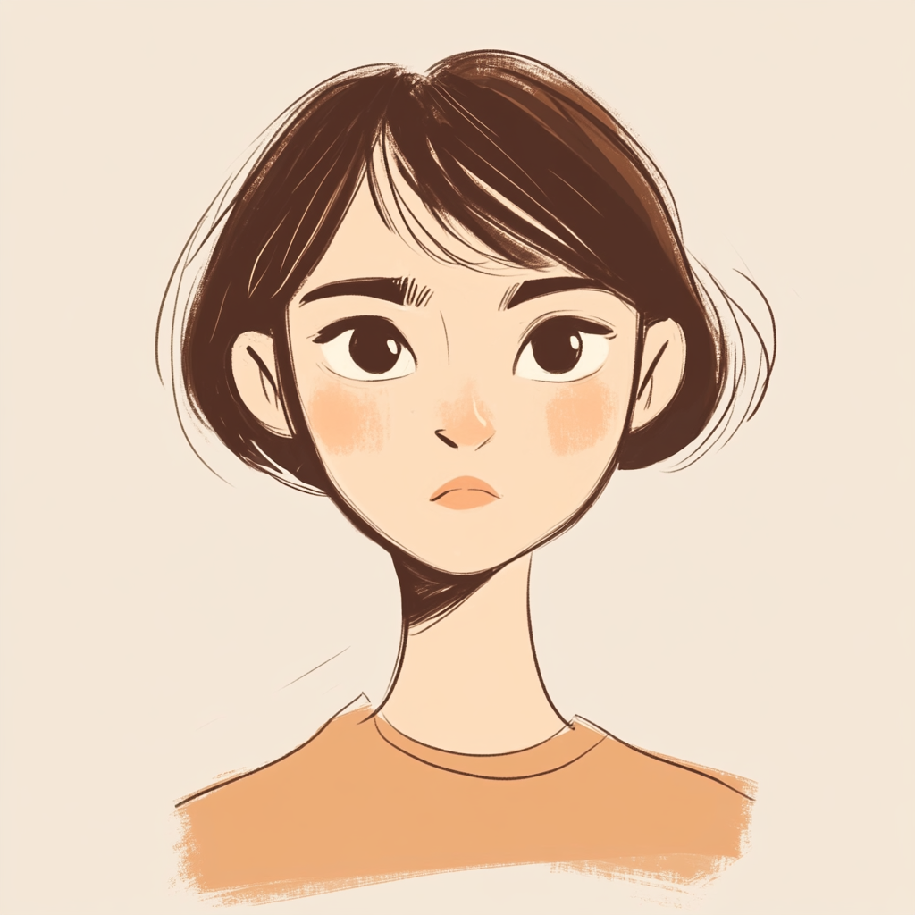 A gentle, shy face with minimalist style