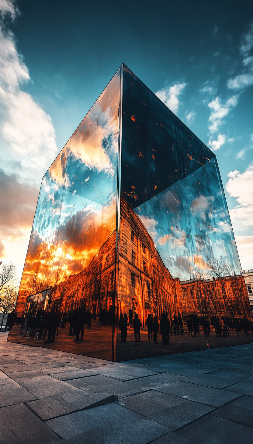 A giant glass box on building roof, Arctic view.