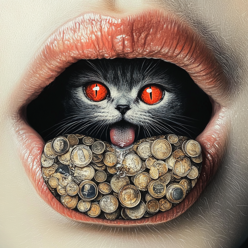 A girl has a cat acid sticker tongue.