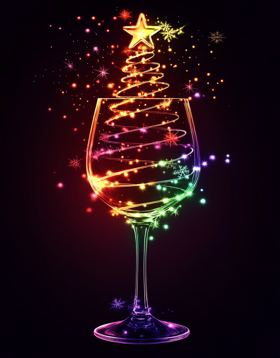 A glass of wine with Christmas tree stem