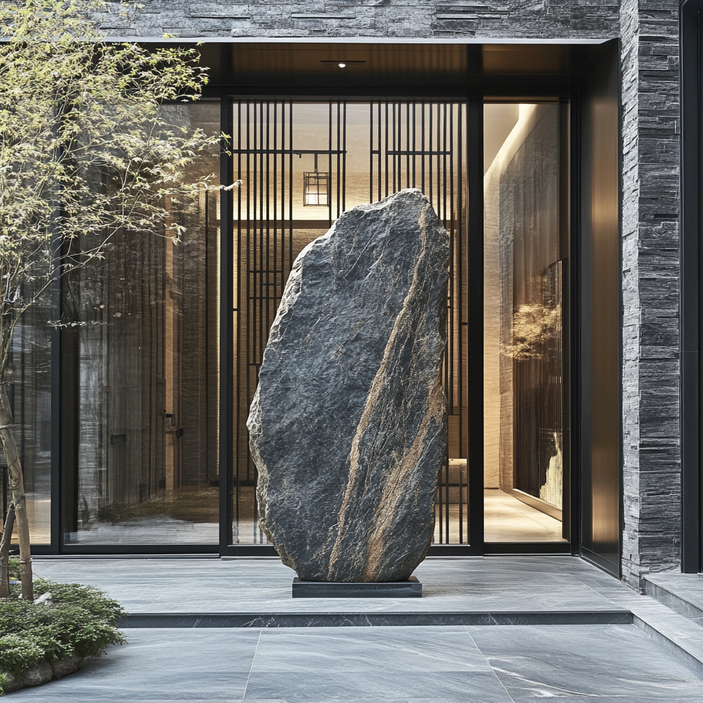 A large Chinese stone symbolizes stability and support.