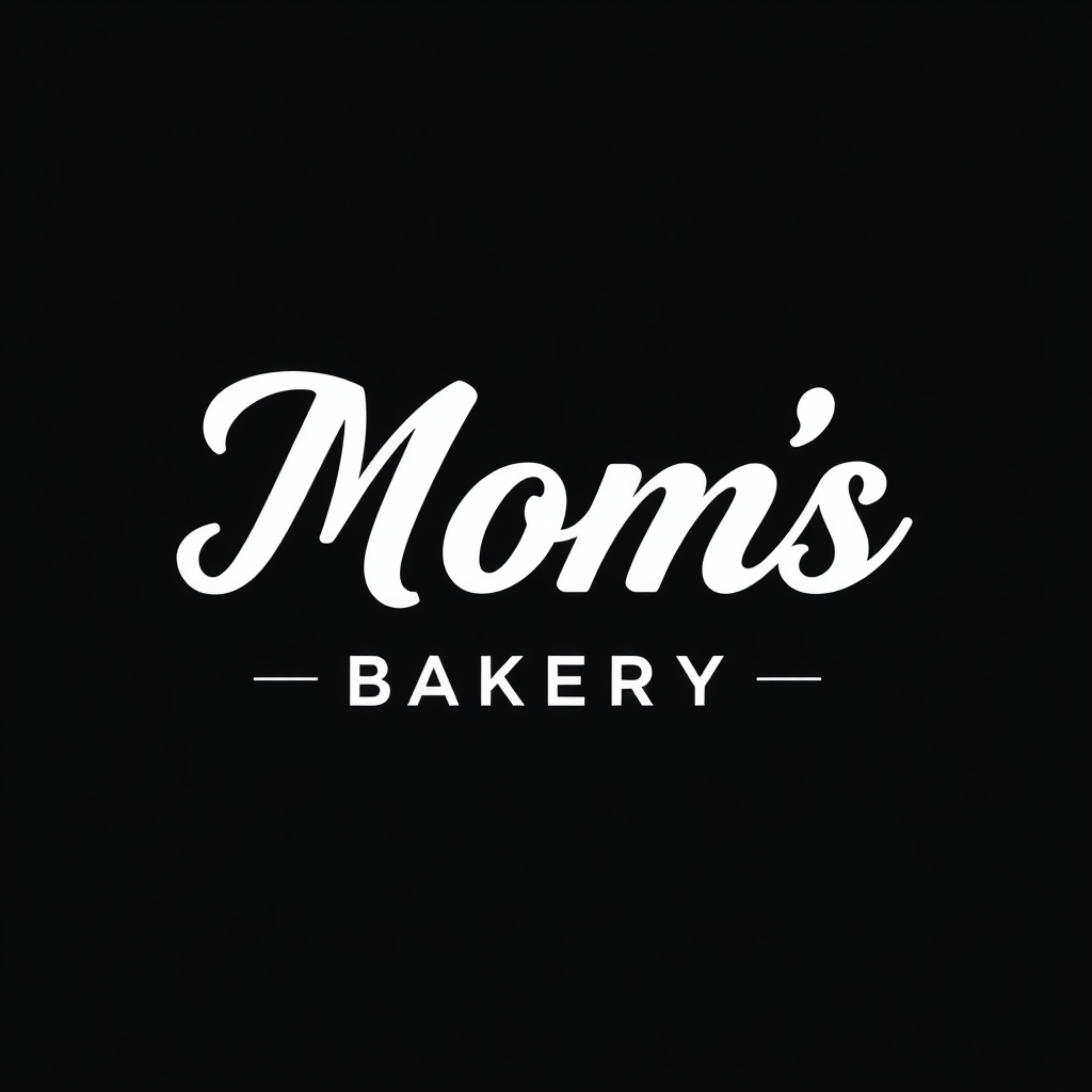 A logo for Mom's Bakery with custom font.