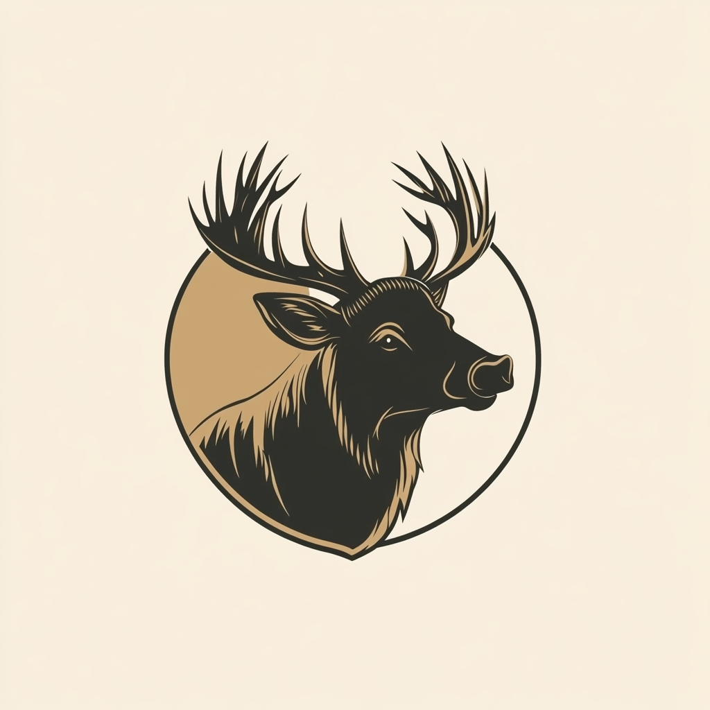 A logo with a boar and deer