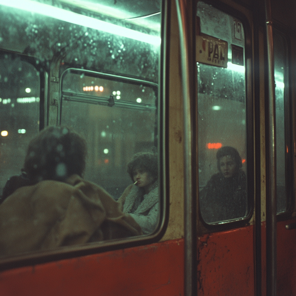 A lot of women smoking in a bus.