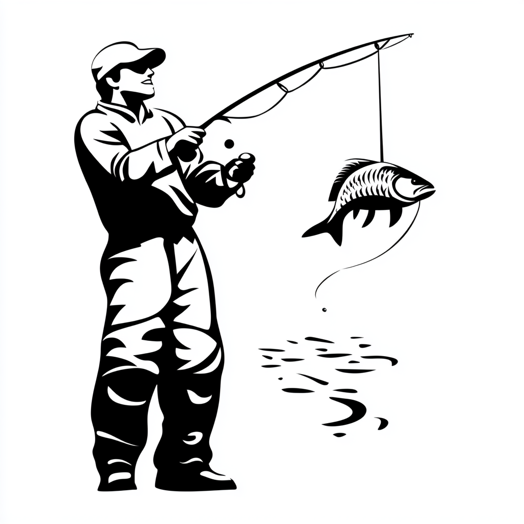 A man fishing with a rod and reel.