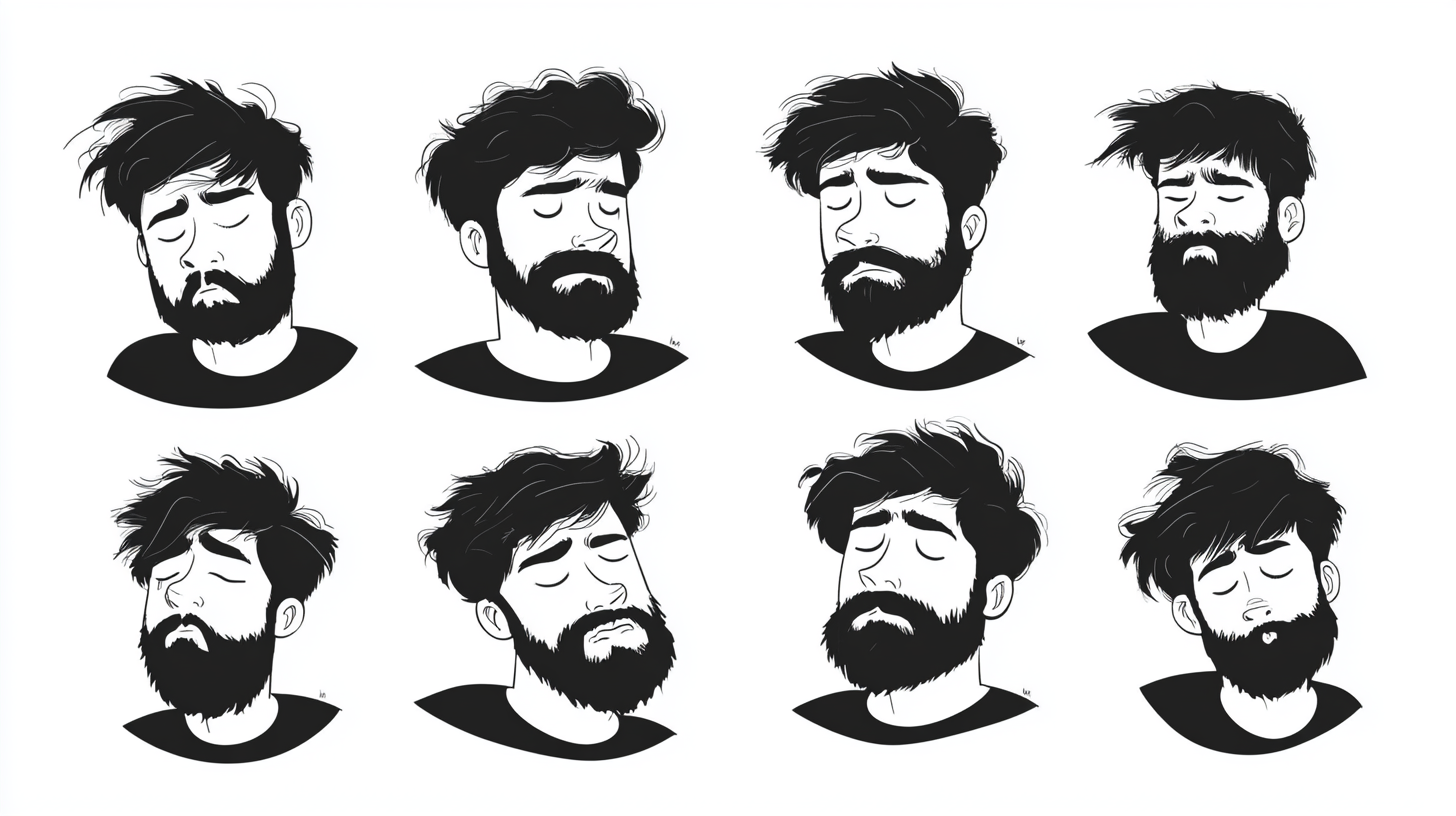 A man with a beard showing emotions