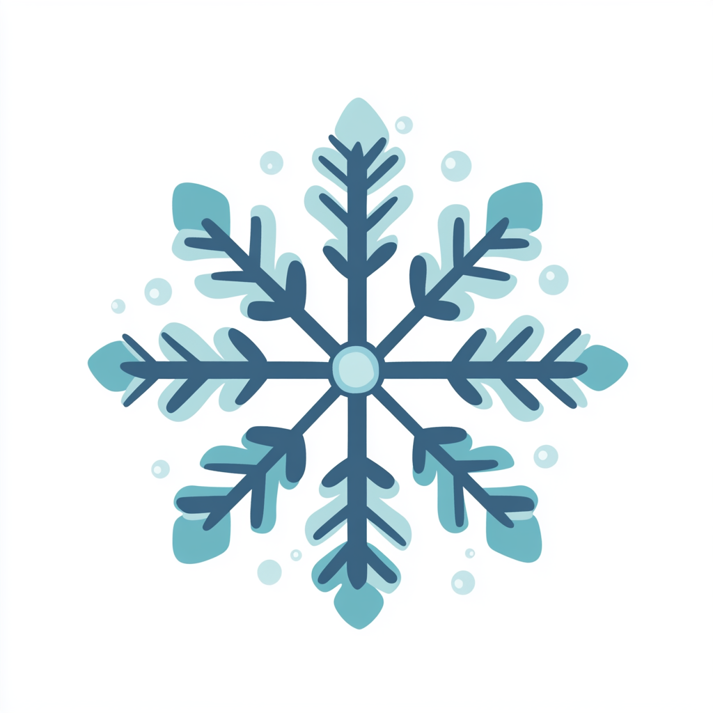 A minimalist icy blue snowflake for social media.