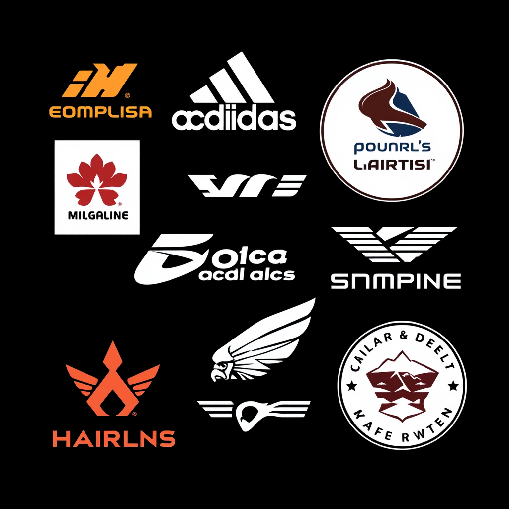 A mix of expensive brand logos for sports.