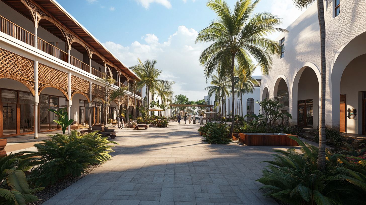 A modern plaza in Zanzibar inspired by trade winds.