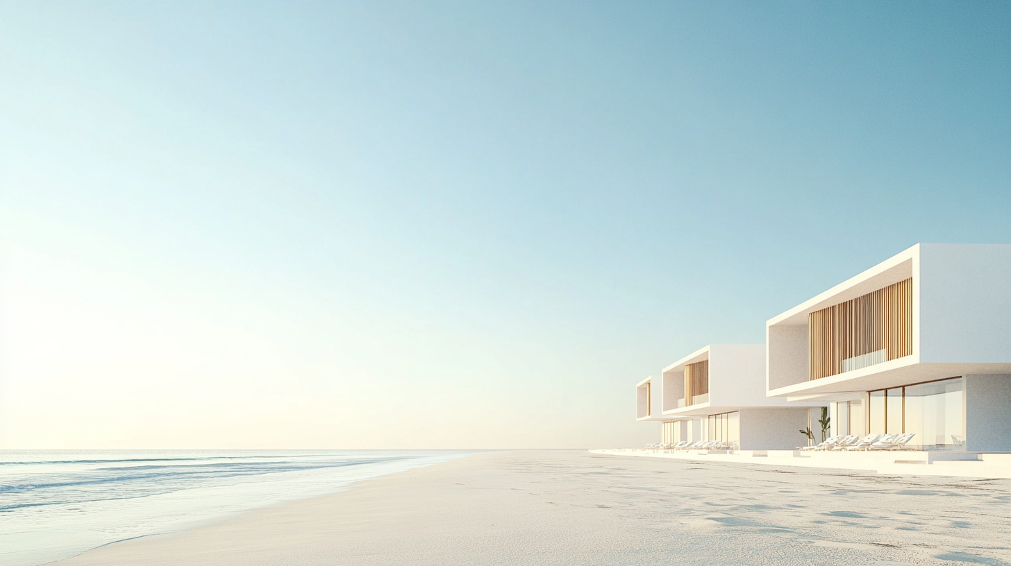 A modern white hotel series near the beach