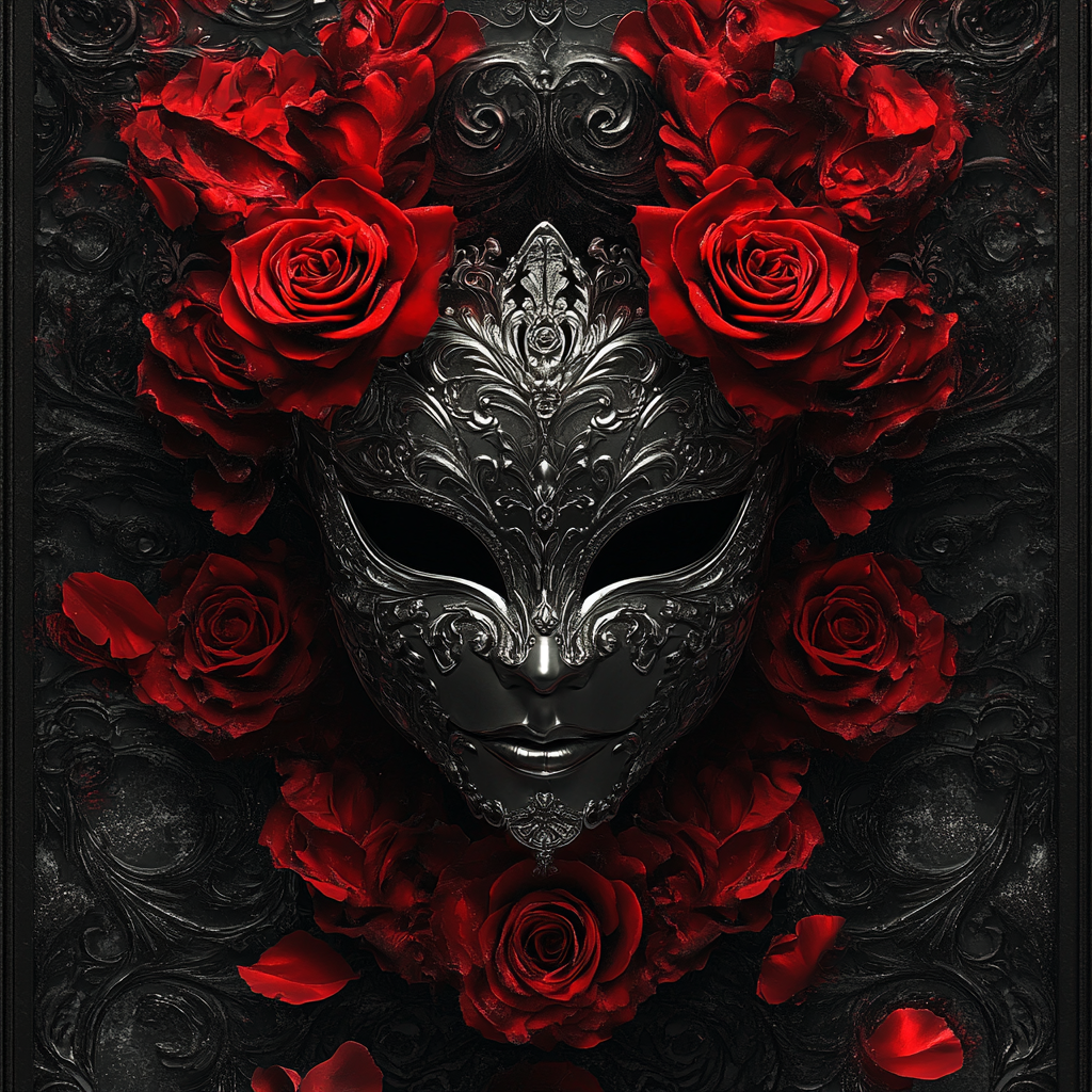 A mysterious book cover with red roses.