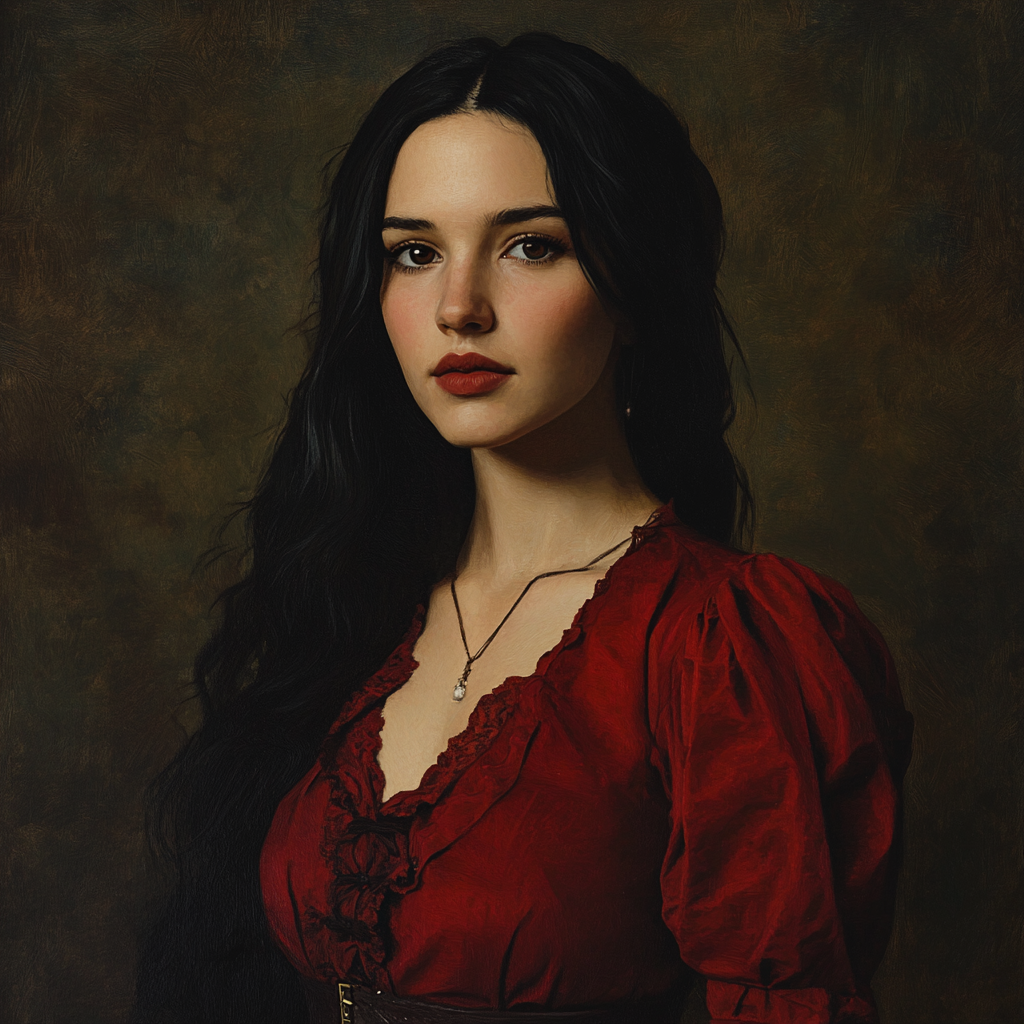 A noble slavic woman in red blouse portrait