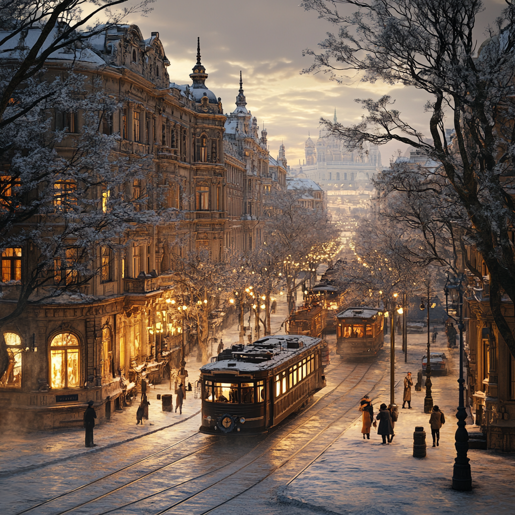 A nostalgic view of old Budapeste in 1900s.