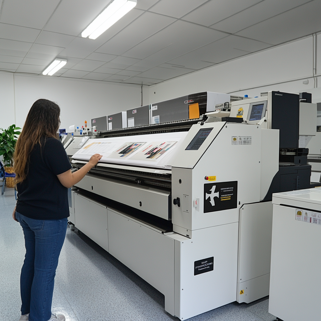 A person shows printing shop to customer