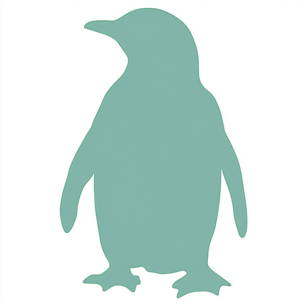 A playful penguin in mint and lavender