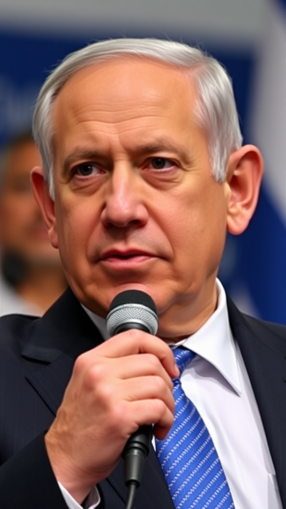 A portrait of Benjamin Netanyahu, the leader.