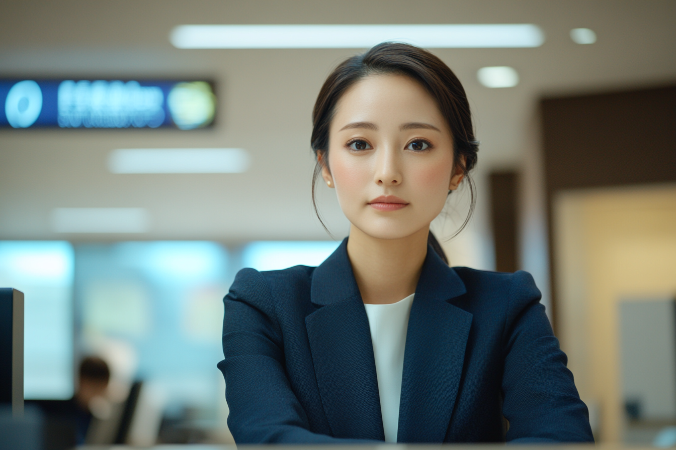 A professional Japanese woman in bank office