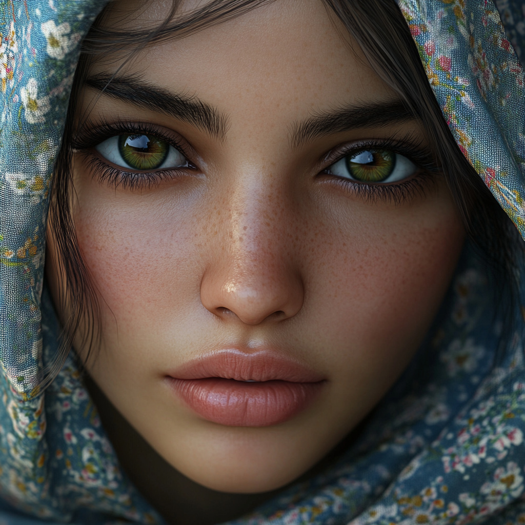 A realistic Mediterranean girl with detailed symmetrical face