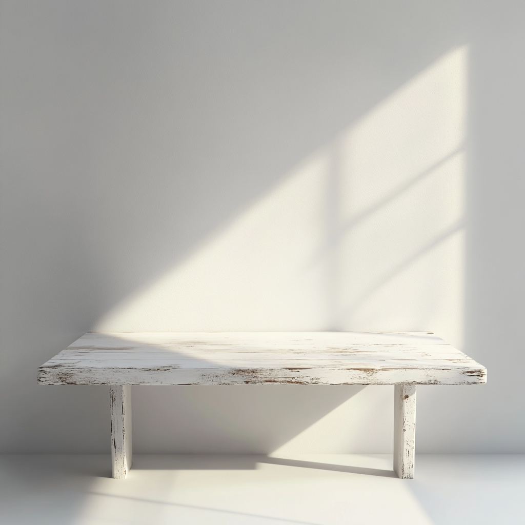 A realistic aged wooden table in spotlight spotlight