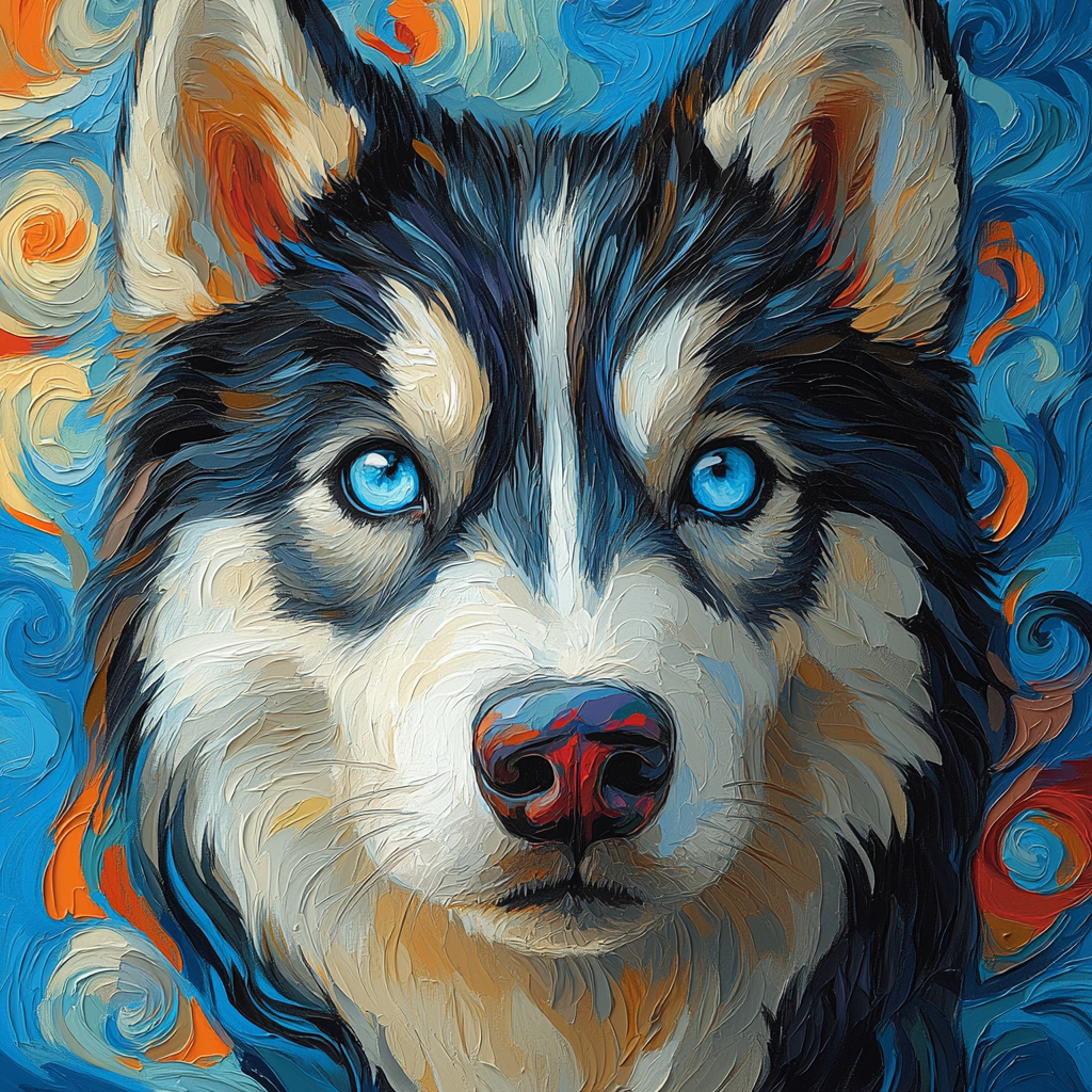 A realistic portrait of dignified Siberian Husky.