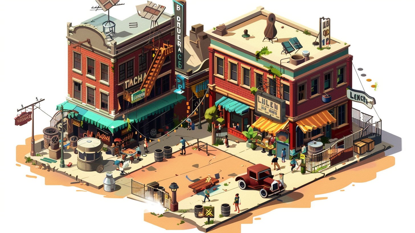 Isometric Video Game Market Scene