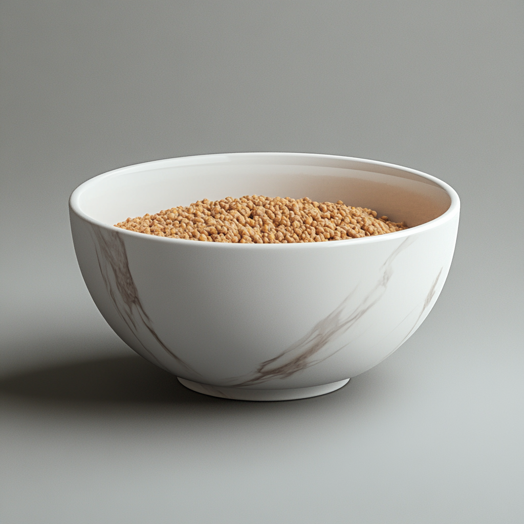 A realistic watercolor painting of a brown rice bowl.