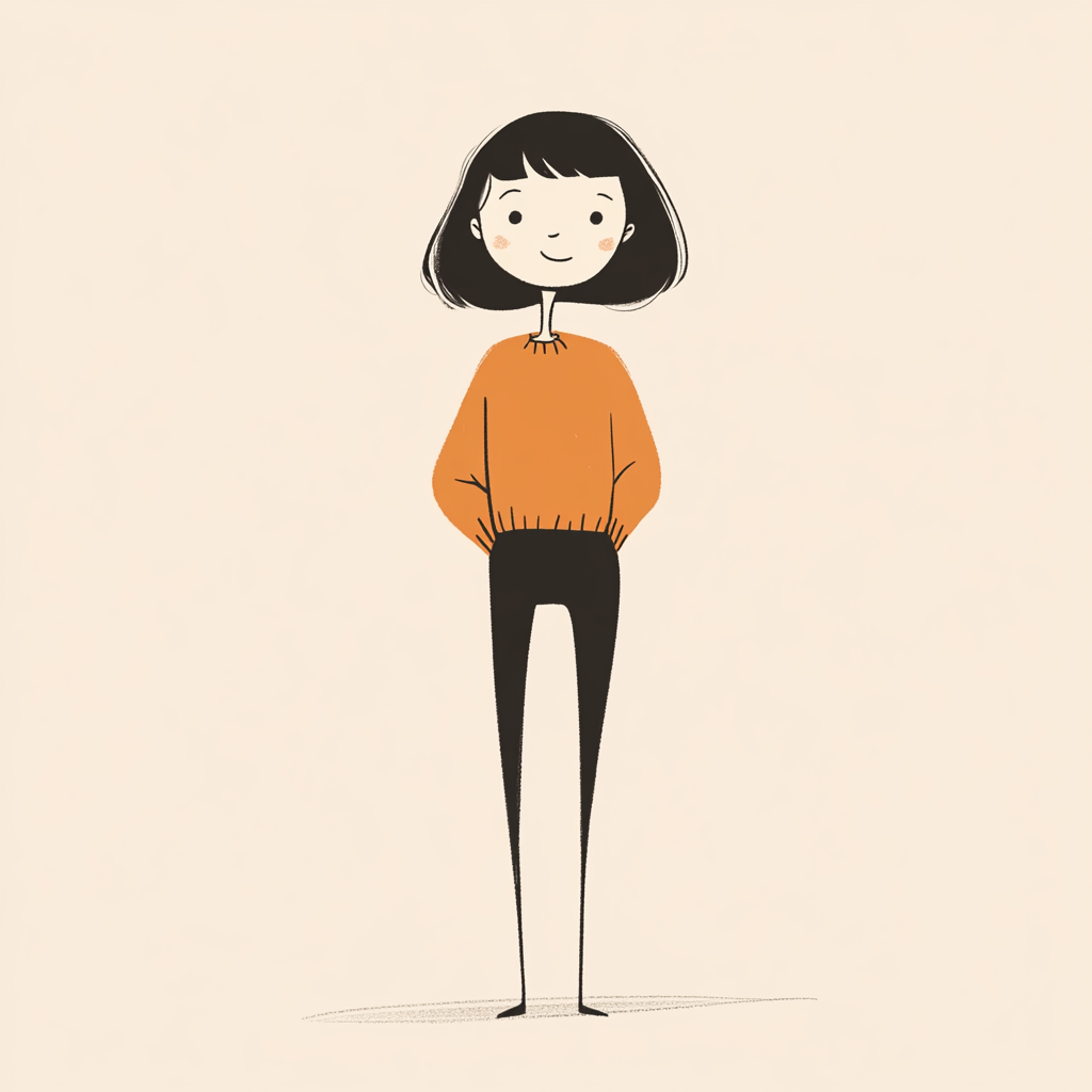 A relaxed character in simple, hand-drawn style