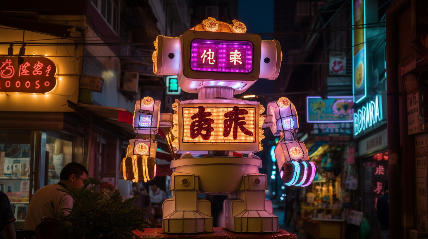 A robot selling steamed buns in Chinatown.