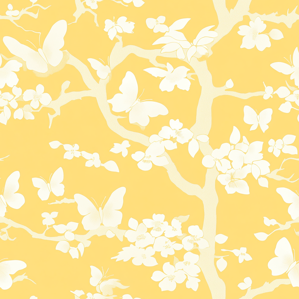 A seamless pattern of pastel yellow butterflies