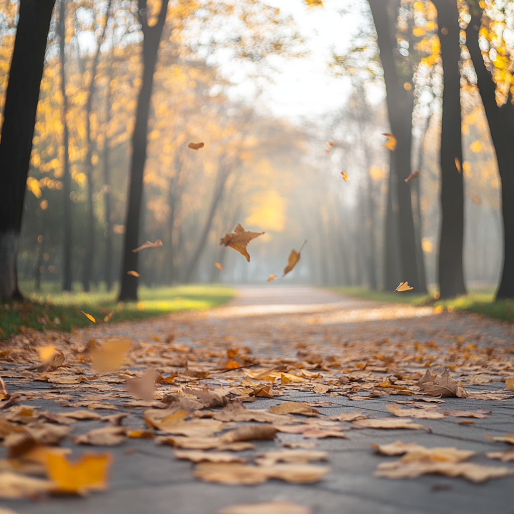 A serene November morning in a park