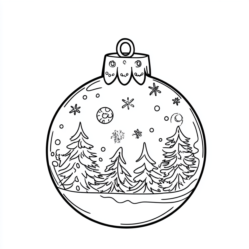 A simple Christmas bauble coloring page for kids