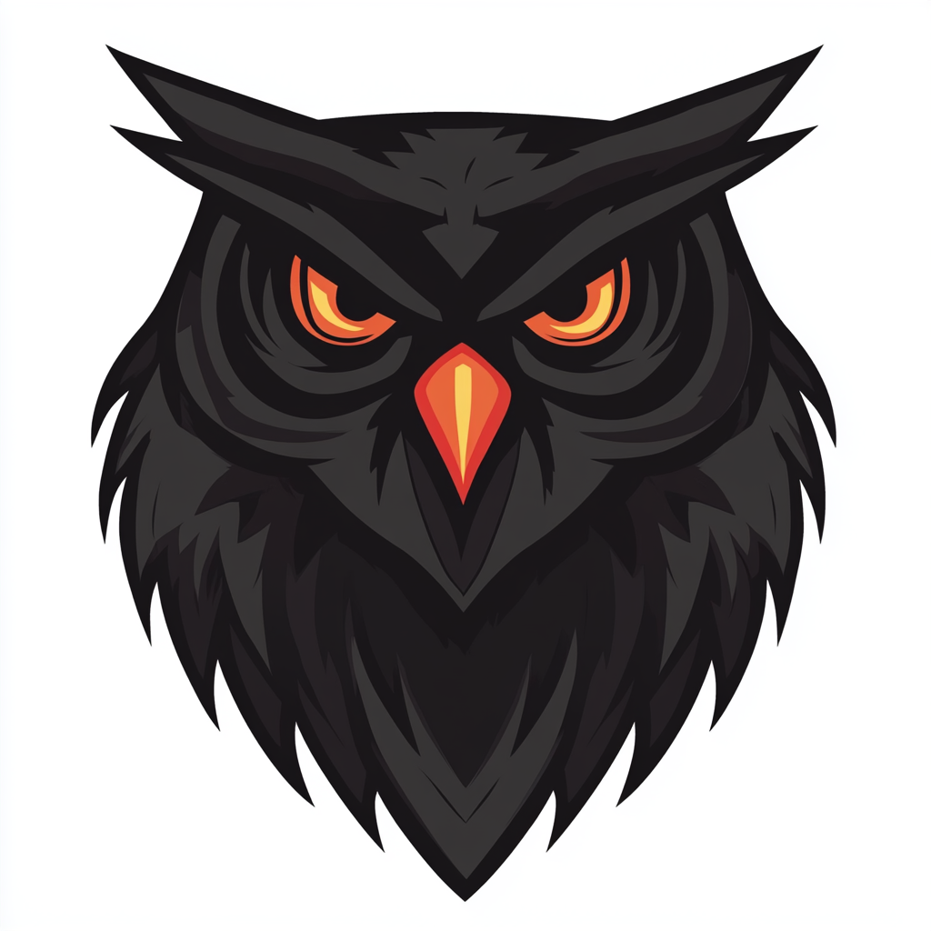 A simple angry black owl logo design