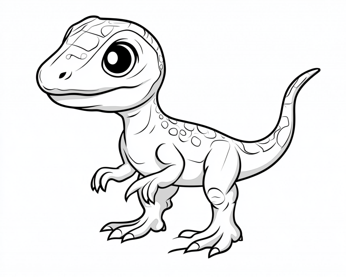 A simple drawing of a velociraptor for kids.