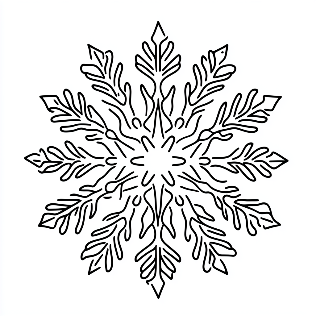 A simple snowflake coloring page for beginners.