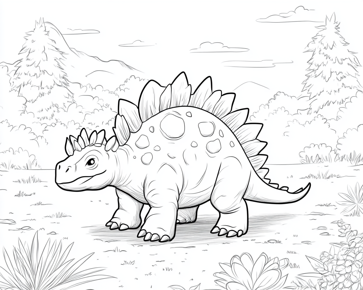 A simple stegosaurus coloring page for kids.